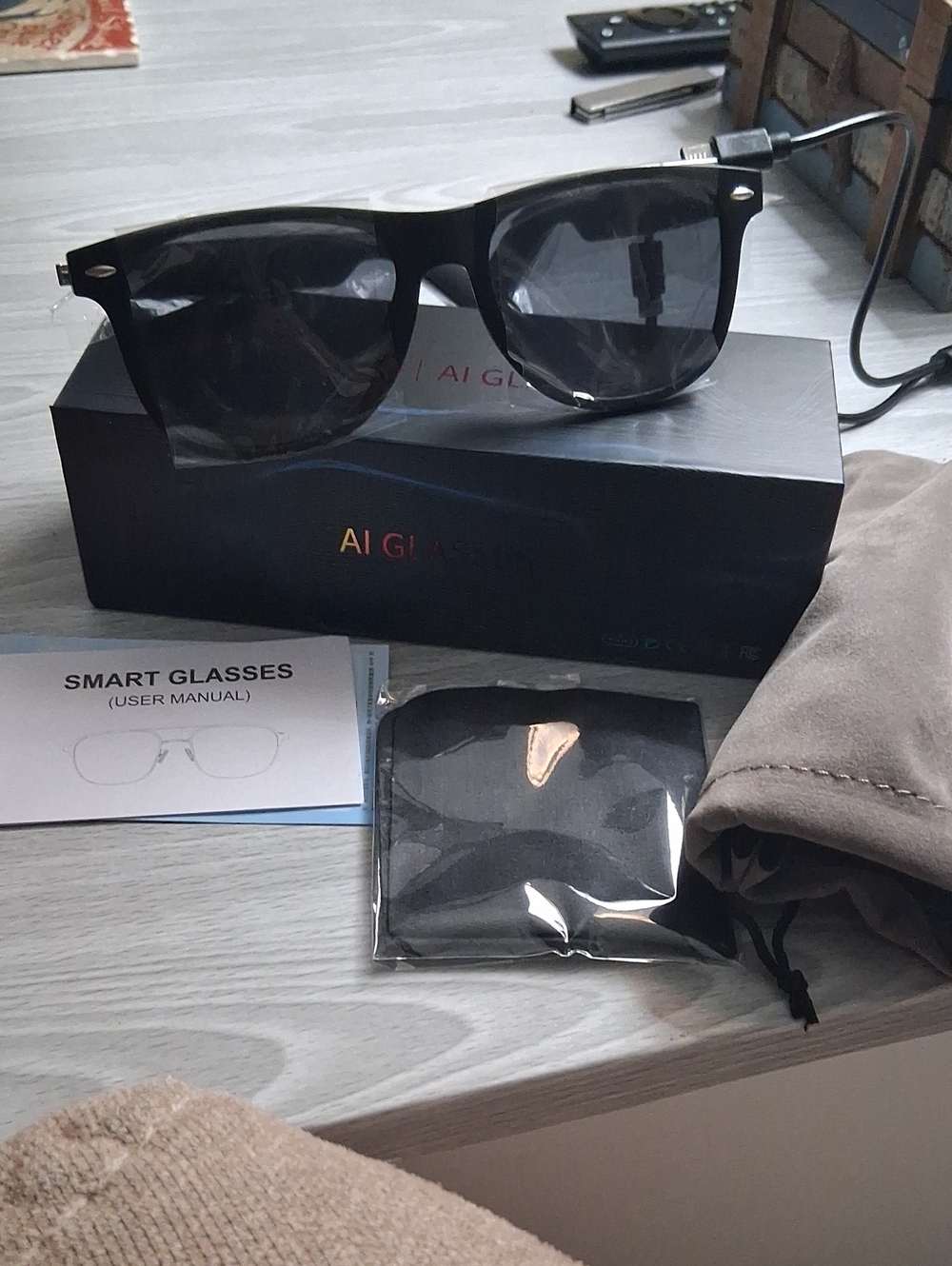 Black AI Glasses Smart Sunglasses. Unisex